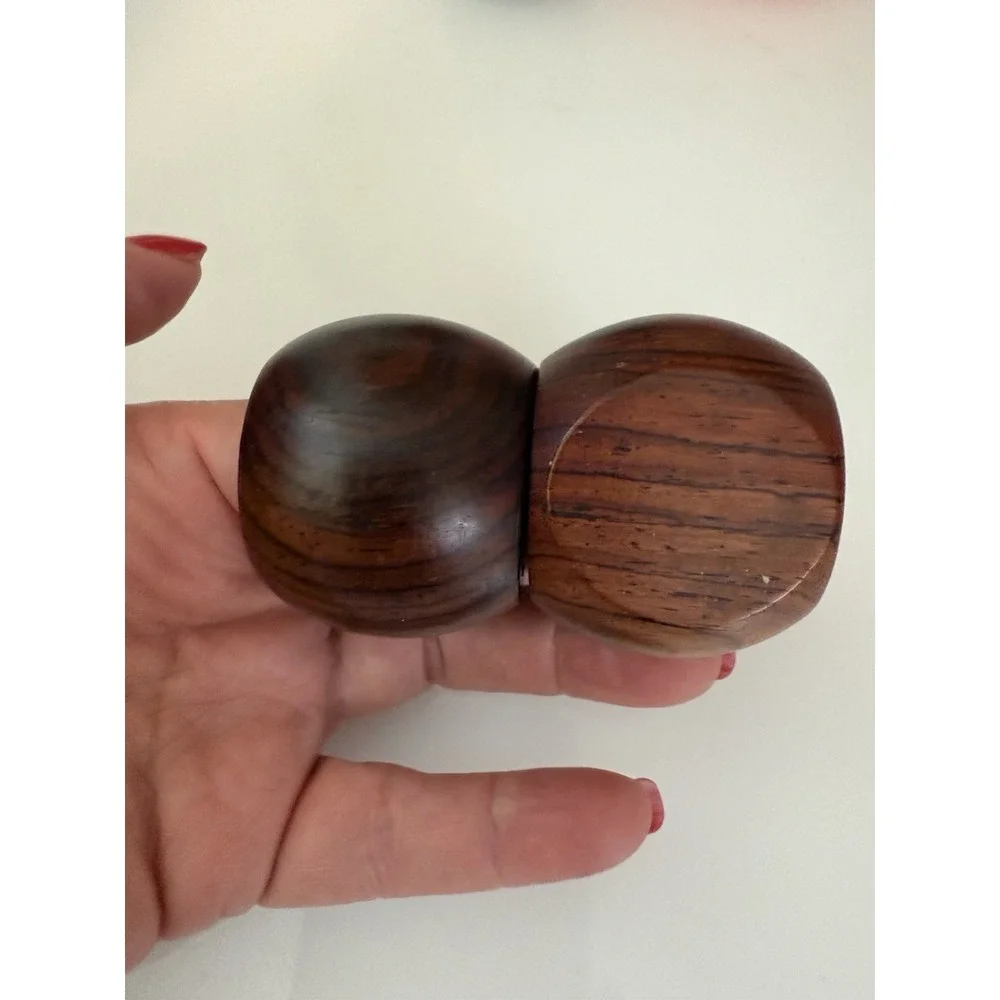 Vintage Lot of 8 Hand Made Brown Wooden Napkin‎ Rings Flat End Boho Decor 2 In